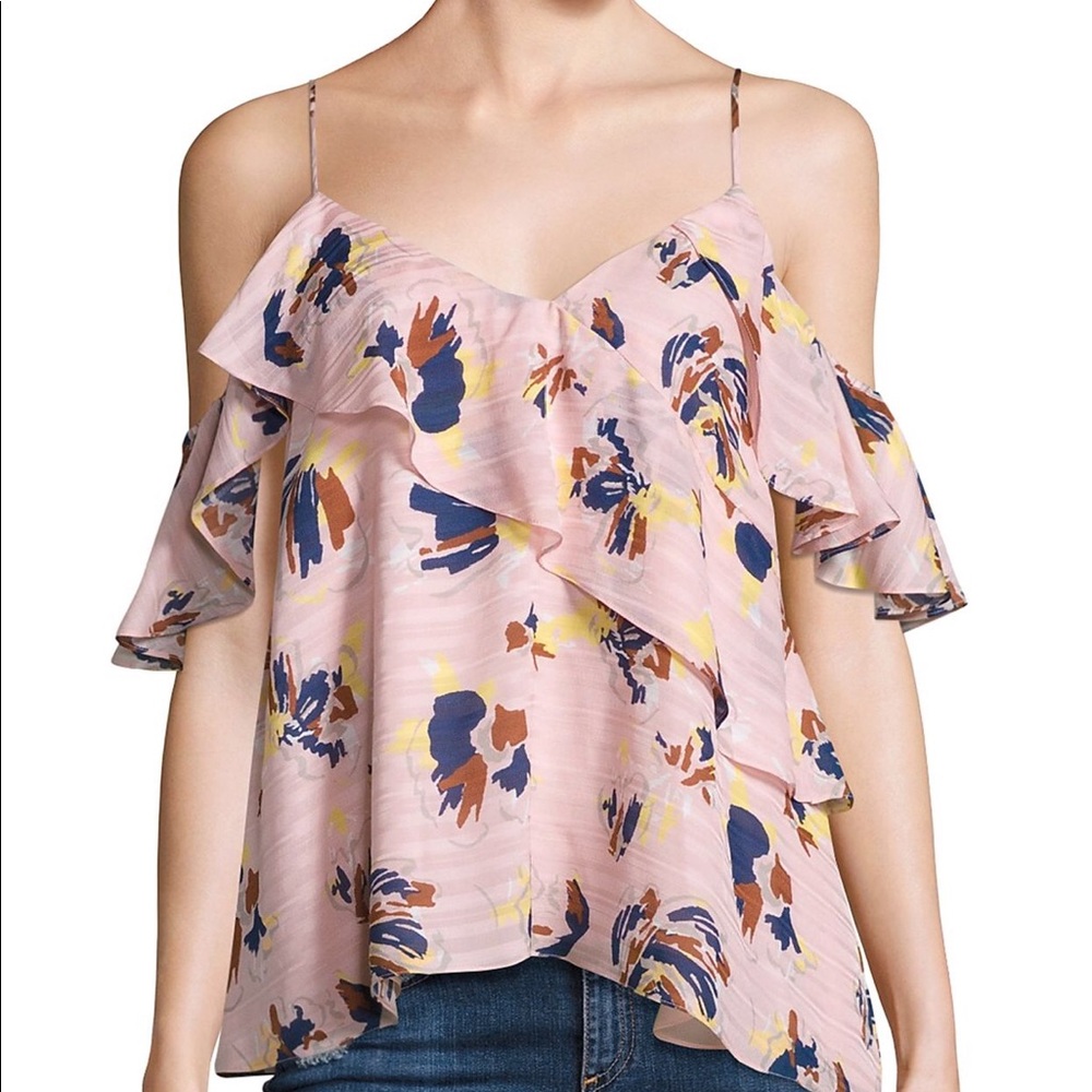 ✨HP✨ Tanya Taylor cold-shoulder silk floral blouse - Picture 2 of 4